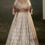 Ivory Net & Satin Sequins Embroidered Lehenga Set