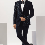 Midnight Blue Velvet Tuxedo Set