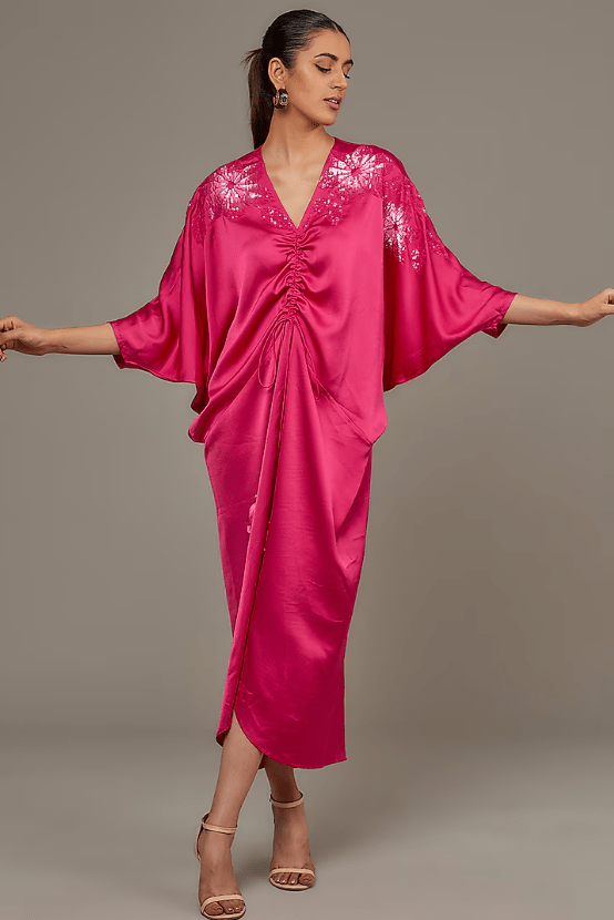 Fuchsia Satin Kaftan