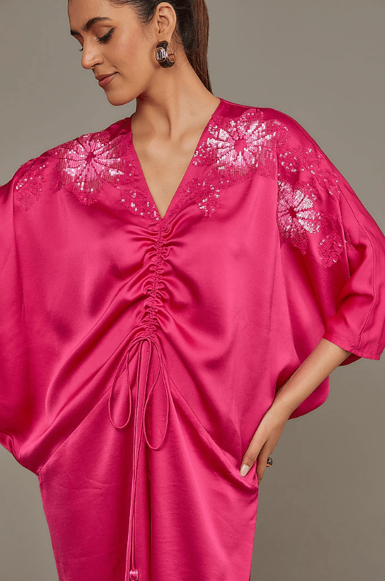 Fuchsia Satin Kaftan - Image 3