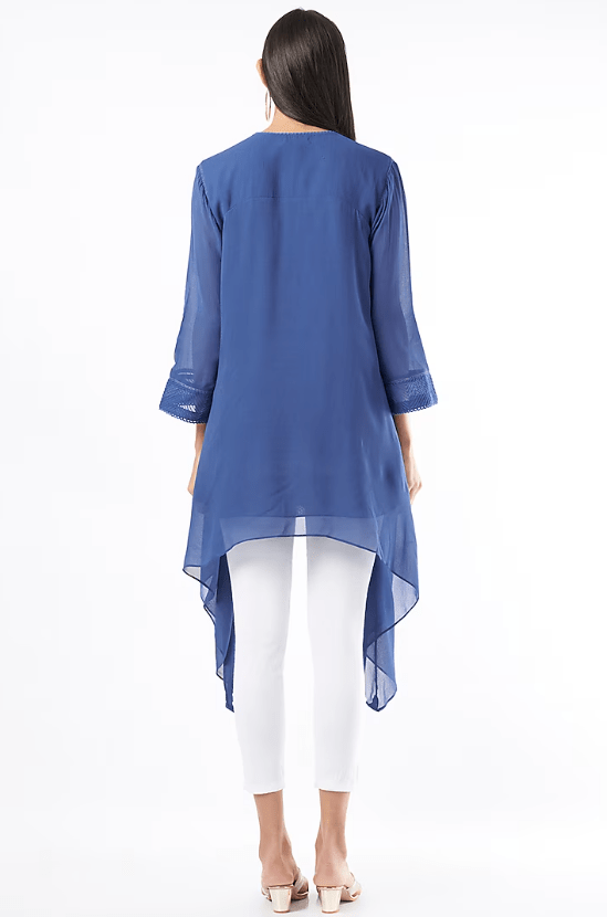 Indigo Embellished Asymmetrical Tunic - Image 2