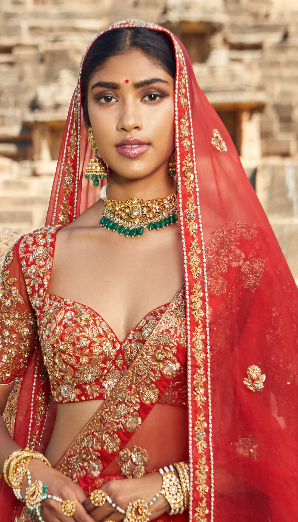 Scarlet Red Bridal Lehenga - Image 3