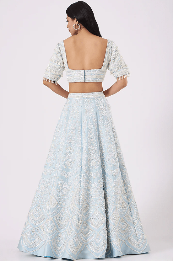 Ice Blue Embroidered Lehenga Set - Image 2