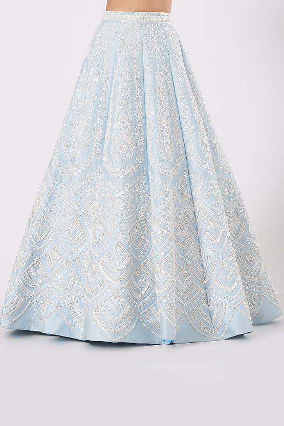 Ice Blue Embroidered Lehenga Set - Image 3