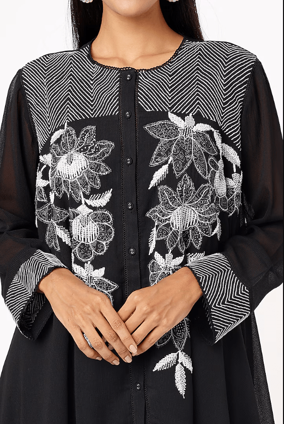 Black Floral Embellished Tunic - Image 3