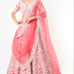 Coral Red Embroidered Lehenga Set
