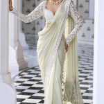 Mint Green Georgette Draped Saree Set