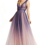 Blue Ombre Polyester Ball Gown