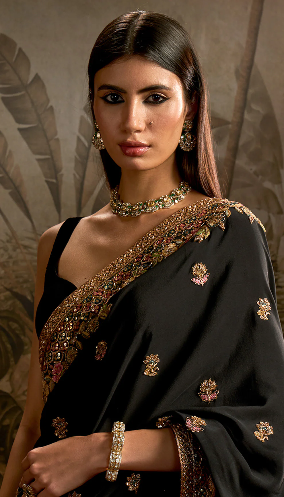 Black Crepe Silk Saree - Image 3