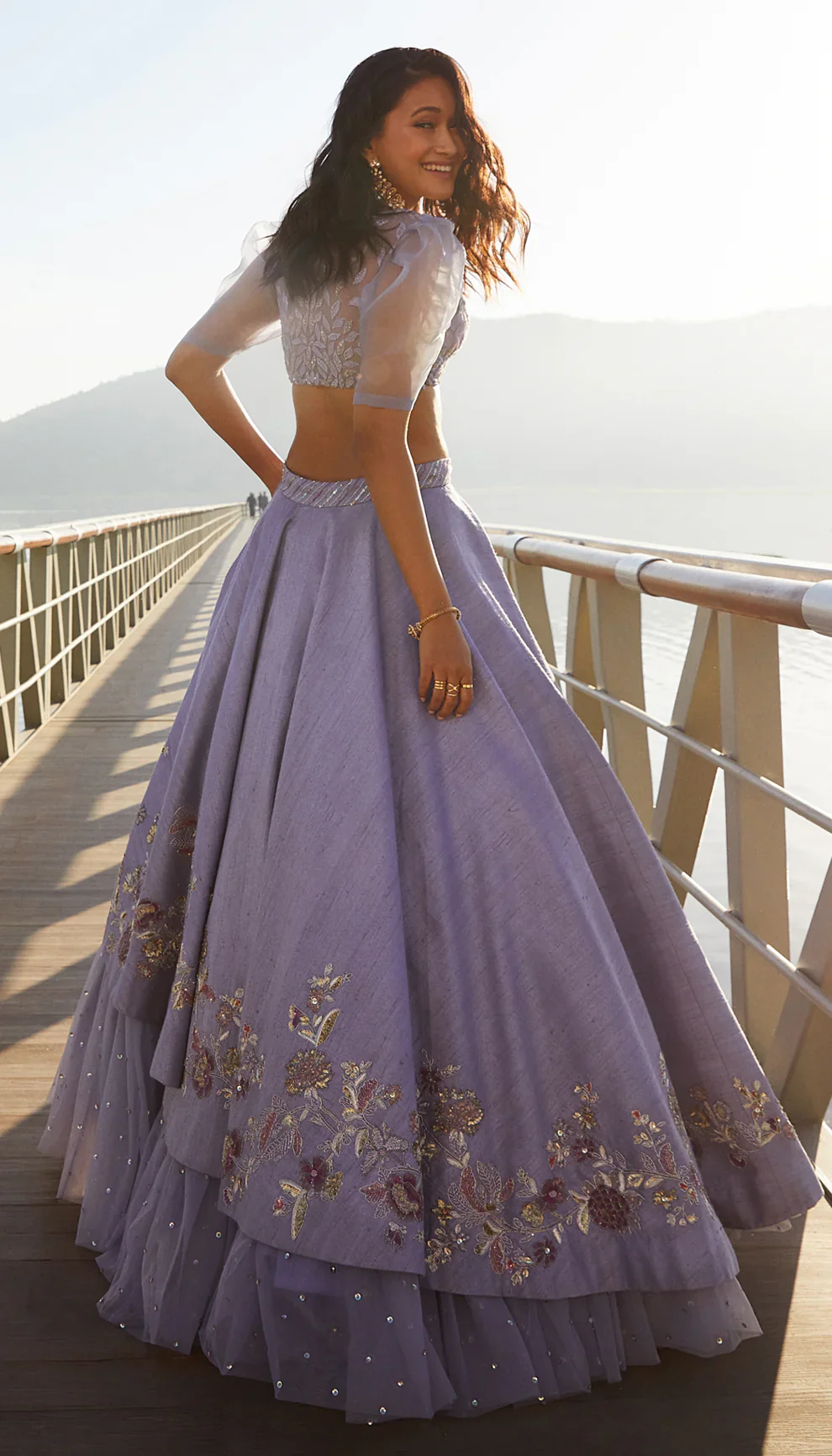 Muted Lilac Raw Silk Lehenga - Image 4