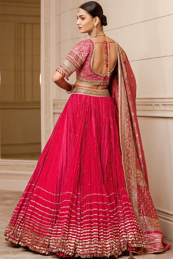 Fuchsia Crushed Chanderi Lehenga Set - Image 2