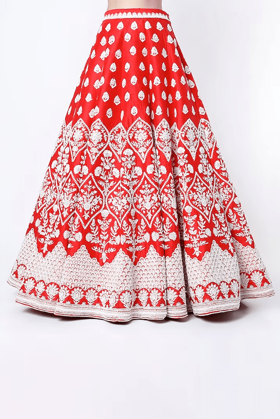 Red Pearl Embroidered Lehenga Set - Image 3