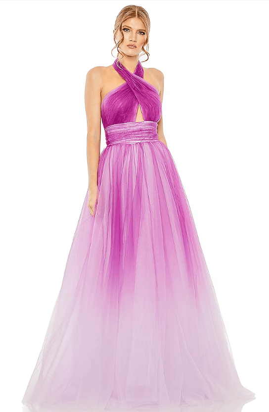 Purple Polyester & Tulle Ombre Gown