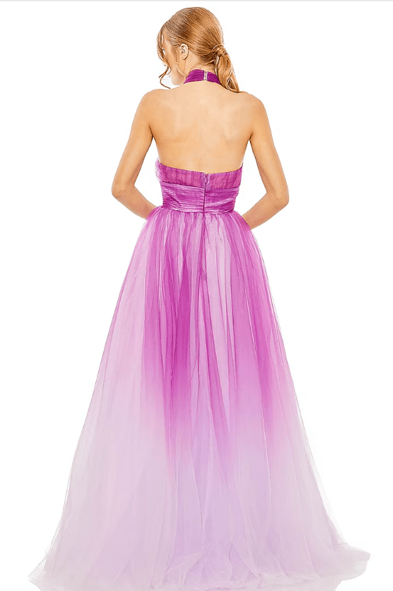 Purple Polyester & Tulle Ombre Gown - Image 2