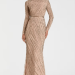 Mocha Polyester Hand Embroidered Gown