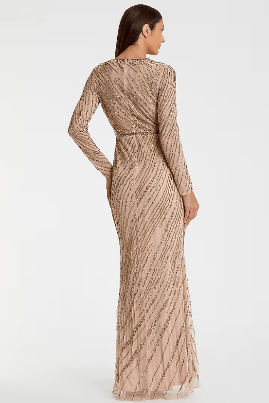 Mocha Polyester Hand Embroidered Gown - Image 2