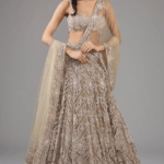 Soft Pink Net Sequins & Glass Beads Hand Embroidered Lehenga Set