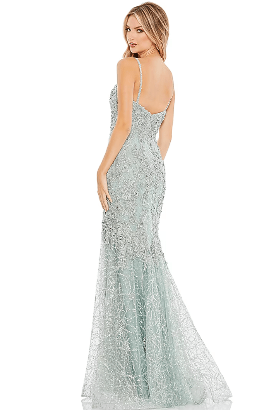 Mint Net Embellished Trumpet Gown - Image 2