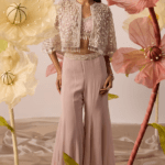 Pink Net Sequins Embroidered Jacket Set