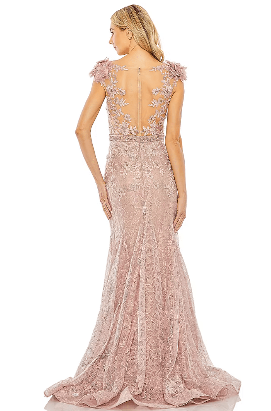 Mocha Embroidered Fabric Trumpet Gown - Image 2