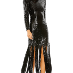 Black Polyester Midi Dress