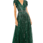 Deep Green Polyester Hand Embellished Gown