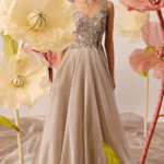 Grey Organza Embroidered Gown