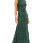 Emerald Green Polyester Trumpet Gown