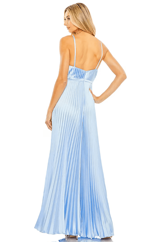 Blue Polyester Pleated Wide-Leg Jumpsuit - Image 2