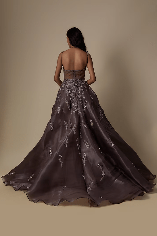 open lace back dress Brazeau Tricot Grey Classic Slip with Organza at Baby & Company main image 0
