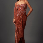 Copper Tulle Embroidered Sequins Gown