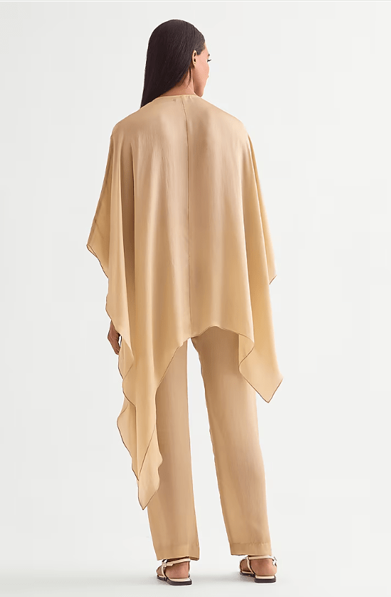 Beige Satin Asymmetrical Co-Ord Set - Image 2