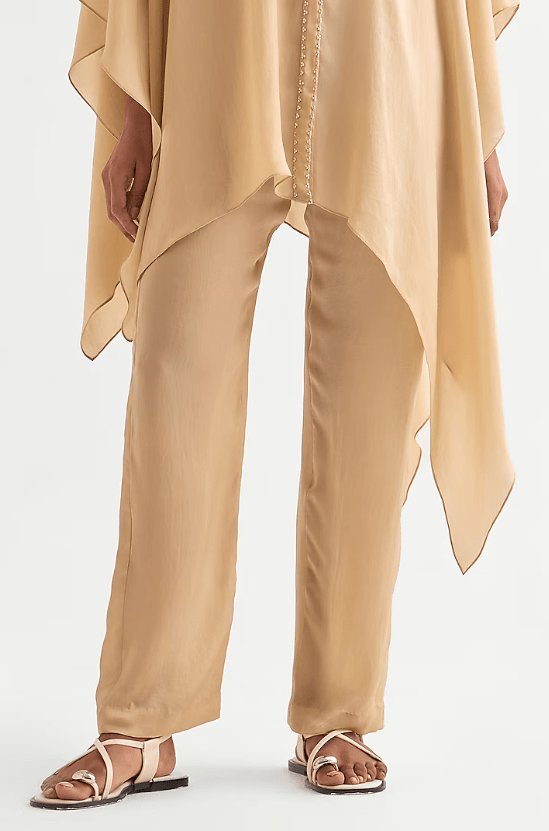 Beige Satin Asymmetrical Co-Ord Set - Image 3