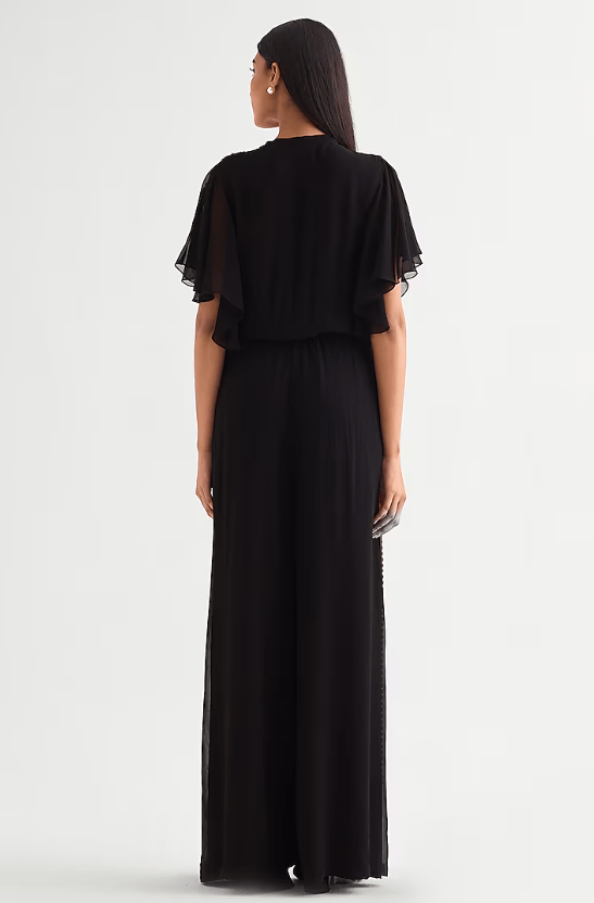 Black Georgette Frilled Boxy Jumpsuit - Image 2