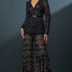 Black & Gold Double Georgette Crystal Embroidered Sharara Set
