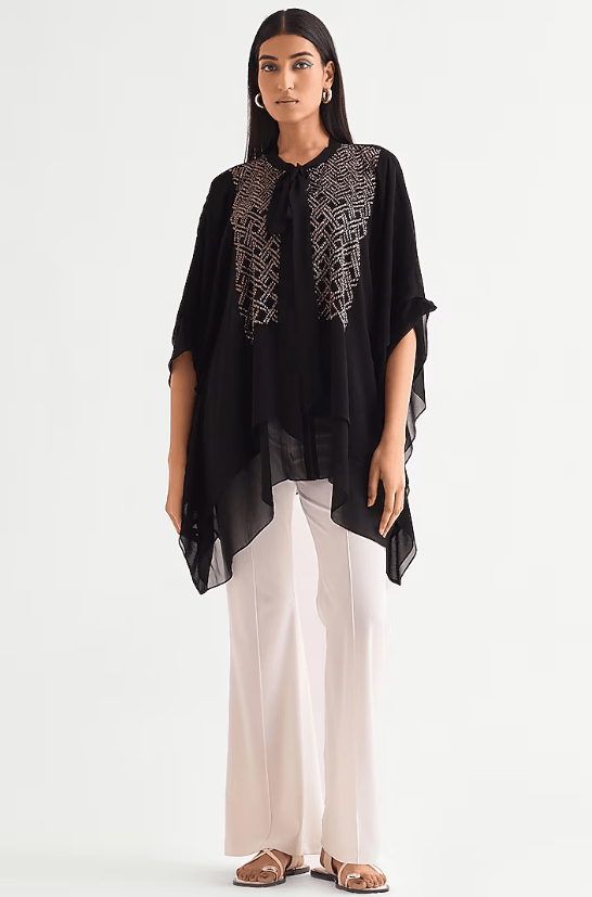 Black Georgette Layered Tunic
