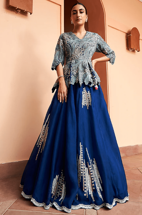 Midnight Blue Organza Skirt Set