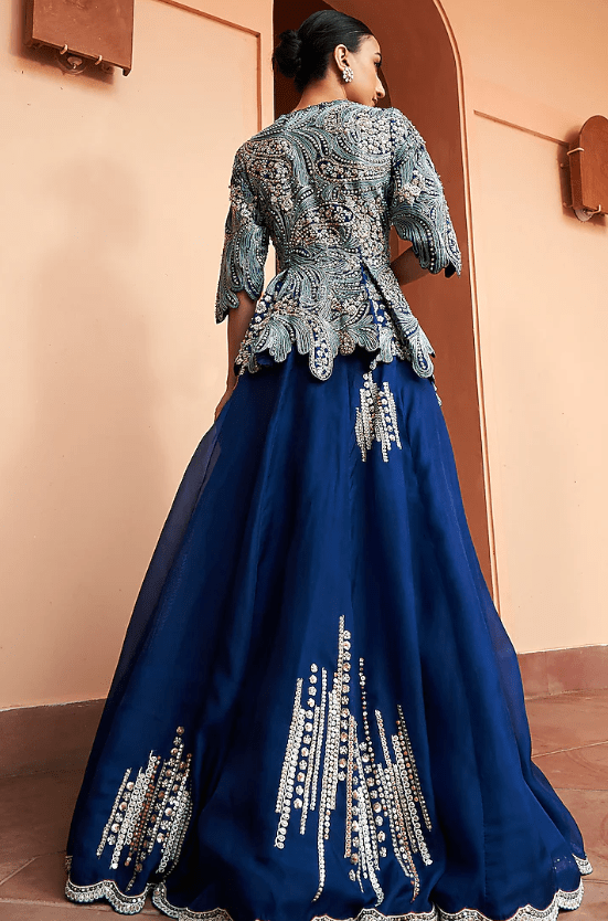 Midnight Blue Organza Skirt Set - Image 2