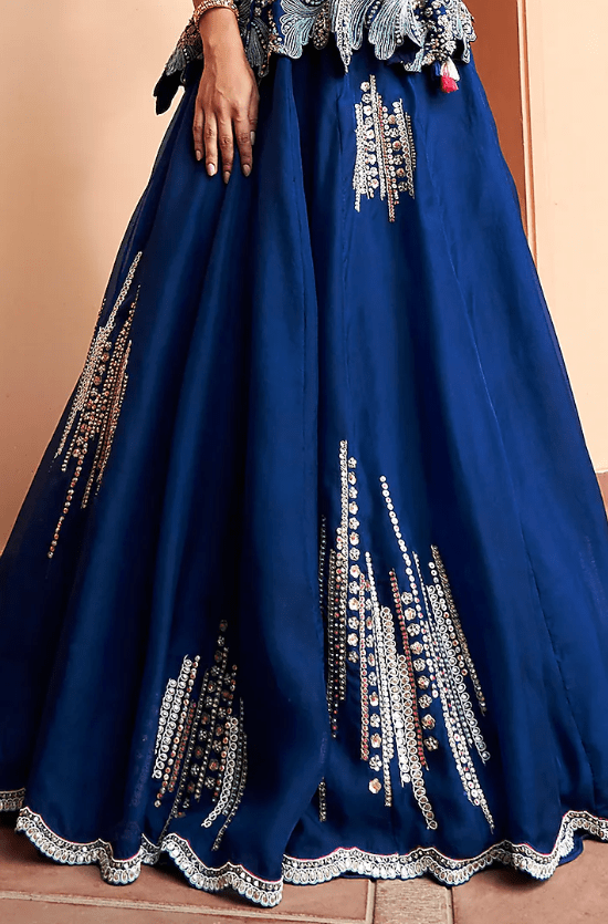 Midnight Blue Organza Skirt Set - Image 3