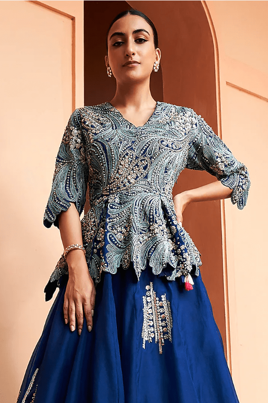 Midnight Blue Organza Skirt Set - Image 4