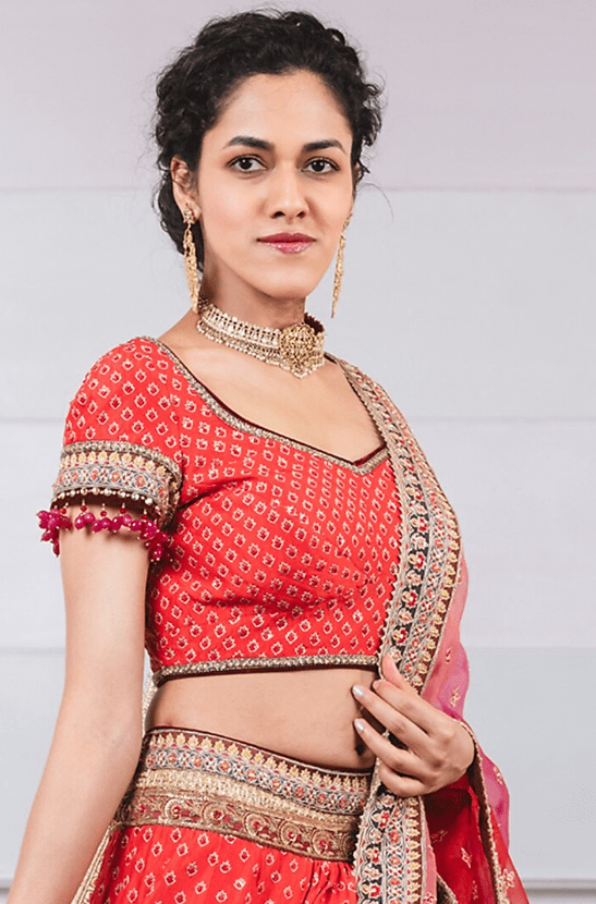 Red Ombre Hand Embroidered Lehenga Set - Image 4