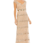 Nude Mesh Embellished Gown