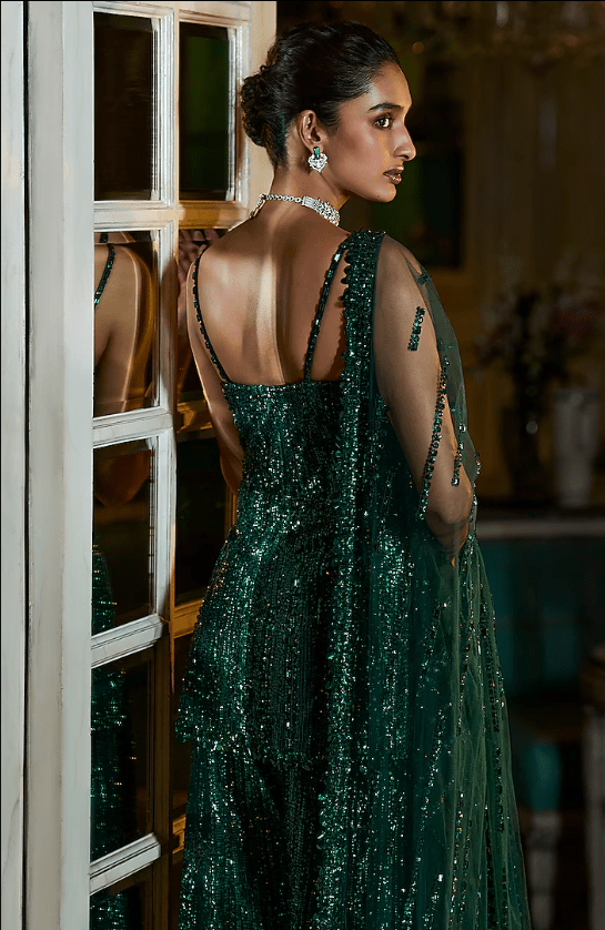 Emerald Net Sequins Embroidered Sharara Set - Image 2