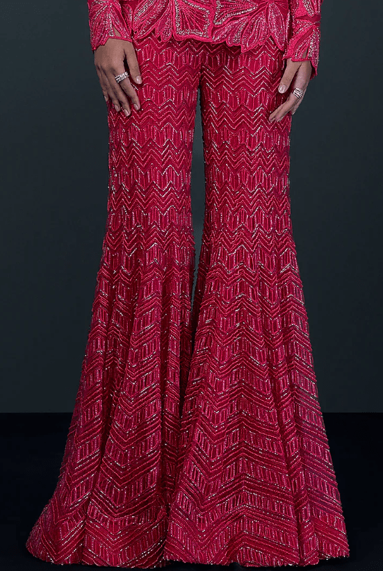 Fuchsia Double Georgette Floral Cutwork Kurta Set - Image 2