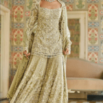 Sage Green Tissue Silk Cutwork Embroidered Sharara Set