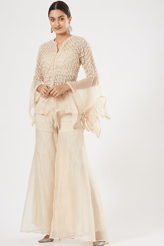 Ivory Organza Sharara Set
