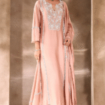 Dusty Pink Chanderi Embroidered Kurta Set