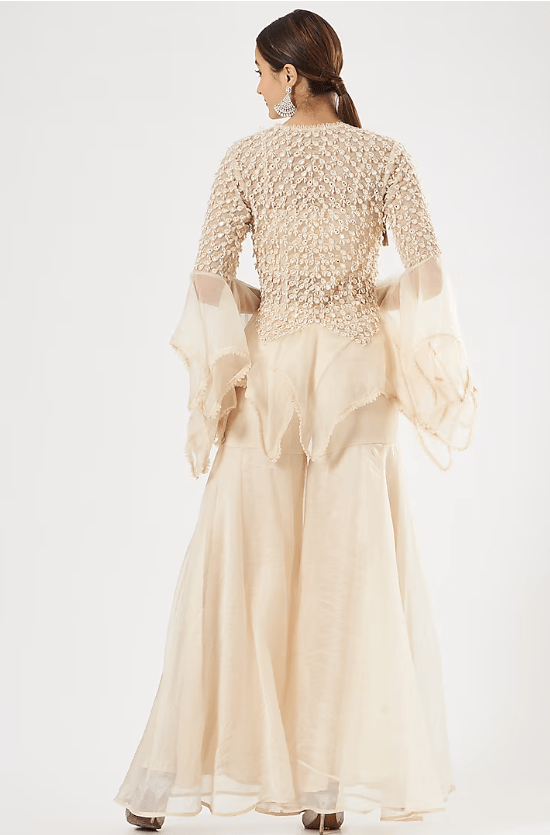 Ivory Organza Sharara Set - Image 2