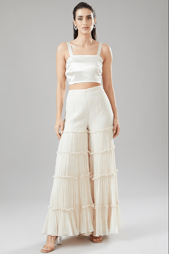 Ivory Tulle & Crepe Sharara Set - Image 4