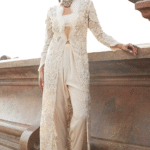 Ivory Pure Organza & Crepe Pearl Jacket Set